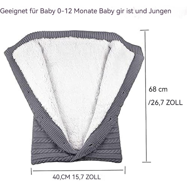 AiMoonsa Swaddlefilt för nyfödda, mjuk sovsäck för spädbarn, varm, mysig och tjock stickad filt för nyfödda för barn Grill eller pojkar Grå