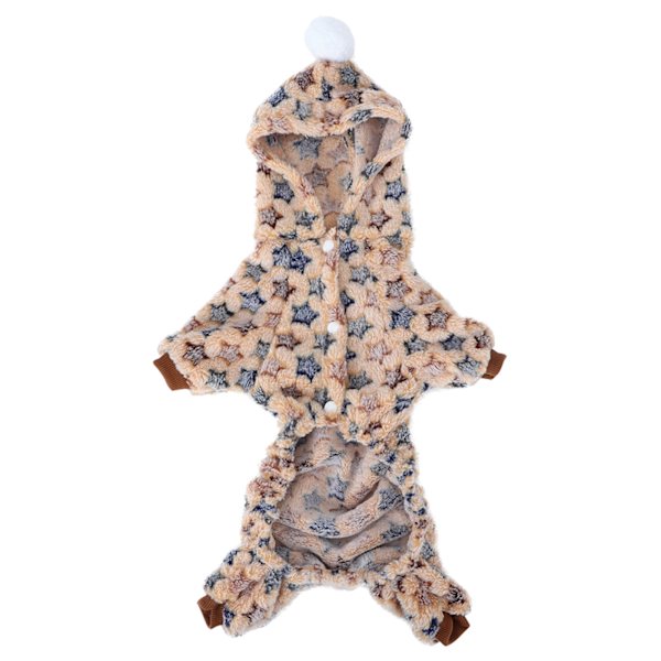 Flanell Sandy Beige Husdjur Overall Kläder Vinter Varma Pyjamas Stjärndräkt för Katter Hundar (L)