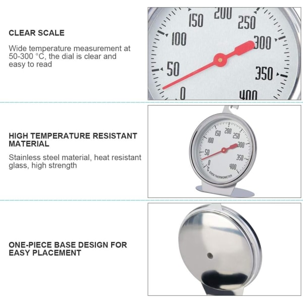 Ugnstermometer Temperaturmätare Direktläsning Termometer Rostfritt Stål Sond Håll Urtavla Stort Kaliber Baktillbehör för Kök
