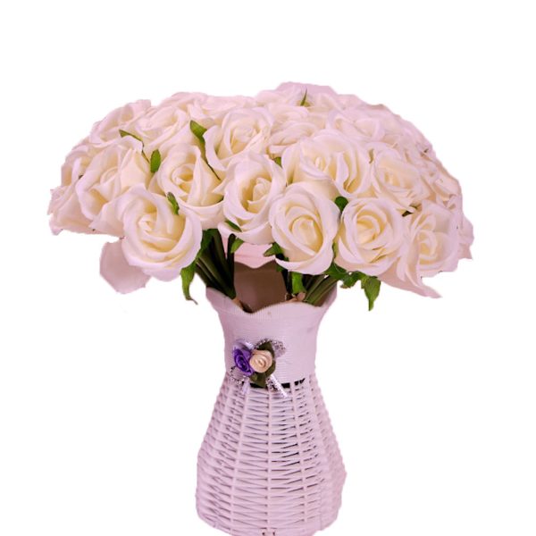 Konstgjord blomma 12 huvuden sidenrosor DIY bröllop heminredning (champagne)