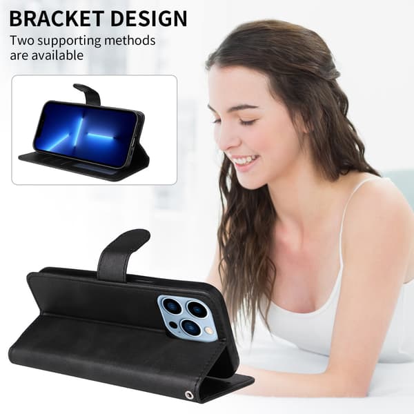 iPhone 11 Læder Wallet Case (2 Kort + ID) - Flere Farver - SORT Sort