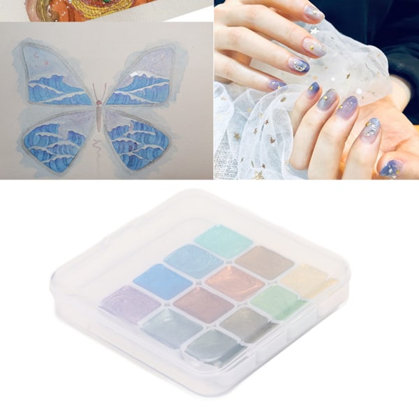 Vattenfärg Set Bärbar Ekologisk Glitter Metallic Solid Vattenfärg Set för Konstnärlig Kalligrafi Målning