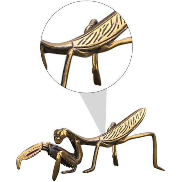 Koppar Bönande Mantis Feng Shui Mässing Staty Trädgårdsskulptur för Graden Yard Art Tea Table Decor Samlarobjekt Present Vår Feastival Decor Guld