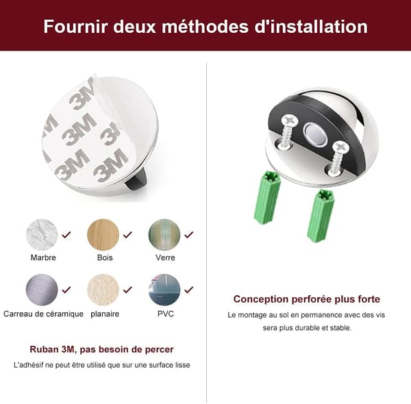 Magnetisk dørstopper 4 stk. dørstopper rustfrit stål klæbemiddel