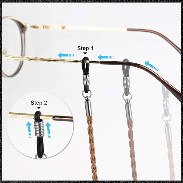 4-pack glasögonhållare rem snöre, glasögonhållare, PREMIUM LÄDER glasögonremhållare kedja halsband, glasögonrem snöre (4 färger)