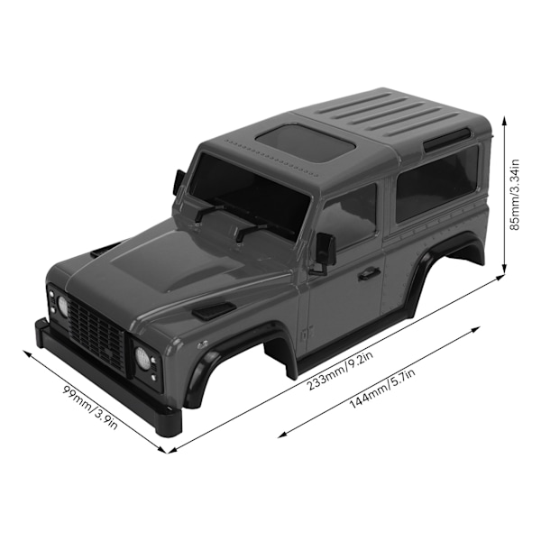 RC-bilkaross med dragstång 144 mm hjulbas RC-bilskal reservdelar för 1/16 1/24 klätterbil grå