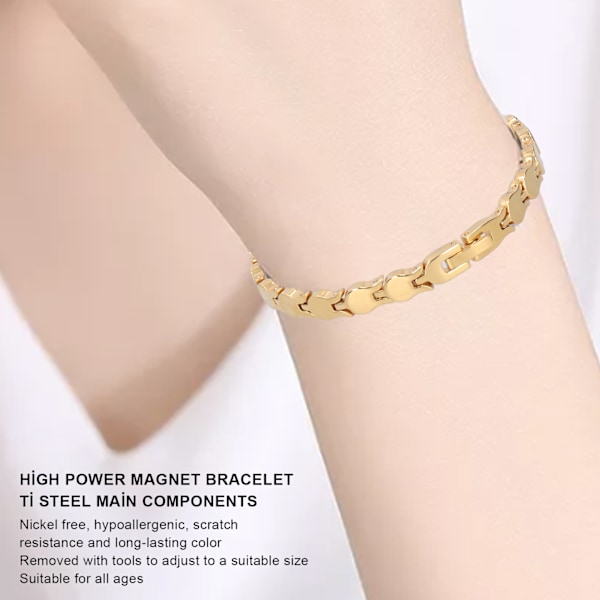 Maximal Magnetisk Styrka Armband, Hypoallergent & Hudvänligt, Perfekt Passform med Justerbar Storlek, Premiumkvalitet Ti Stål Magnetterapi