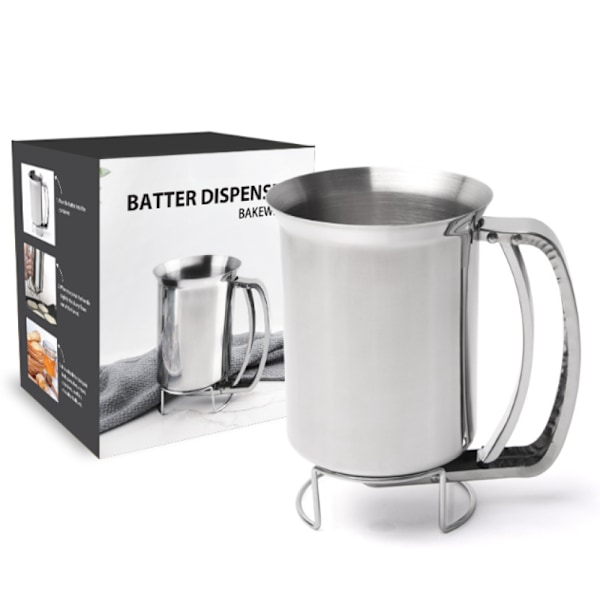 Rostfri dispenser, portionskontrollerad Easyflow-pip, rostfri pannkaks- och muffinsbatteridispenser, perfekt för jämna frukosträtter