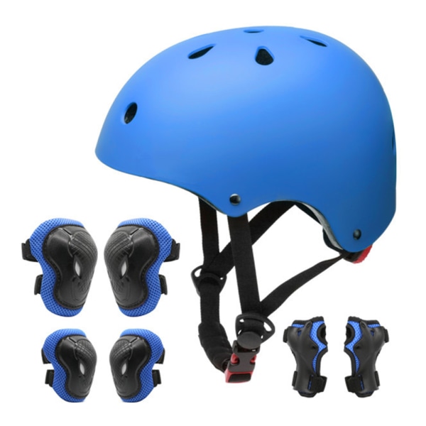 Cykelhjälm set (7 delar) barnhjälm med knä-, armbågs- och handledsskydd, justerbar skyddsutrustning, ungdomsskridskoåkare
