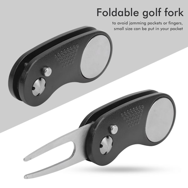 Hopfällbar golfgaffel i metall, grön, divot-reparationsverktyg, bärbar bollmarkör, golftillbehör, svart