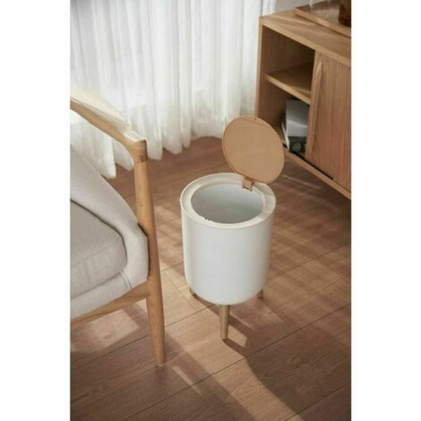 Fristående badrumssopkorg med touch 7L Trä