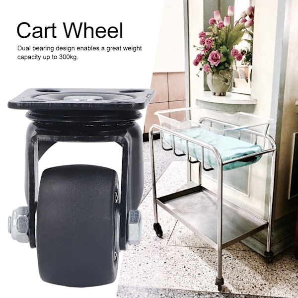 4 st Swivelhjul 2 tum Nylonhjul Dubbla Lager 300 kg Kapacitet Set Kit för Vagn Trolley