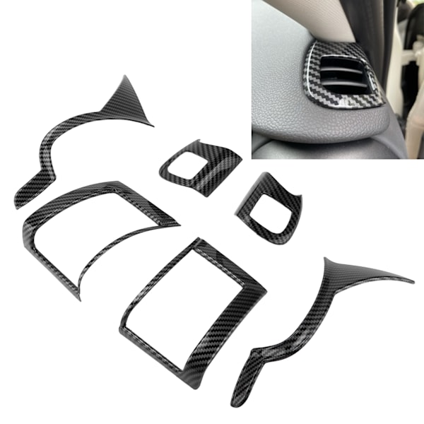 6 st Kolfiber-Stil Instrumentbräda Luftventil Skydd Trim för Cooper Hatchback F55 F56 F57 2014‑2021