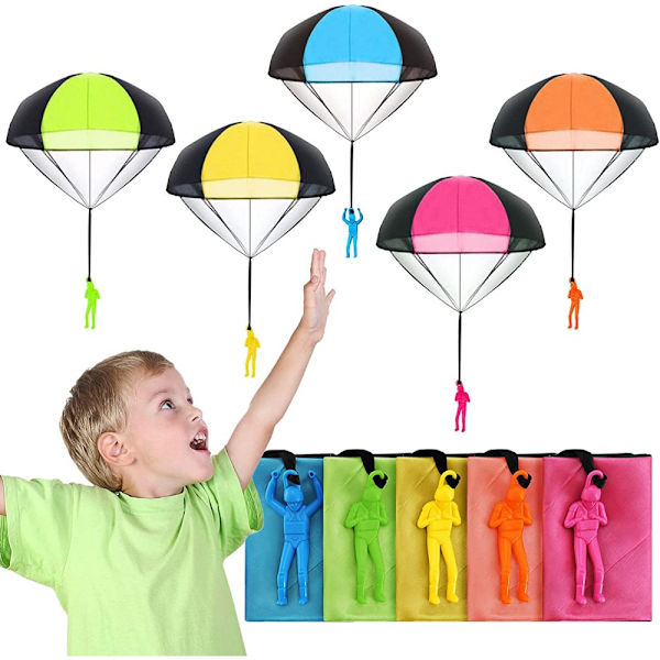 Ucradle Parachute Leksak för Barn, 10-pack Fallskärmsleksak, Utomhusleksak för Barn, Festpåsar, Barnkalaspresenter