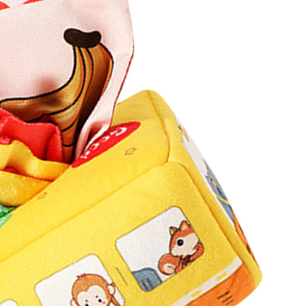 Baby Tissue Box Toy Tear Resistant Early Education Toy Infant Sensory Scarves Pull Toy Bus