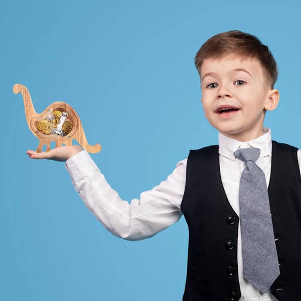 DIY Namn Trä Klar Spargris för Barn, Uppmuntra Förmögenhetshantering Genom Enhörning Dinosaurie Design, Transparent Akrylskiva för Visuell Överblick