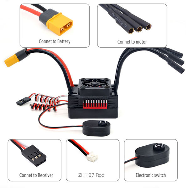 V2 Supersonic 3660 2800KV Motor 60A ESC Kit Borstlös Combo med Temperatursensor för 1/10 RC-fordon