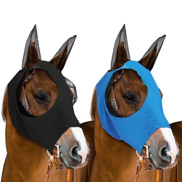 Flugmask, Horse Fly Lycra Mask, med hörselskydd, Mesh