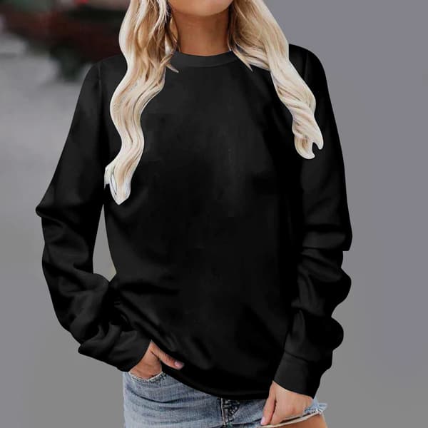 hoksml Solid Sweatshirt Pullover til Kvinder, Lange Ærmer Farve Tunika Toppe Rund Hals Uden Hætte Tunika Toppe Casual Sweatshirt på Udsalg