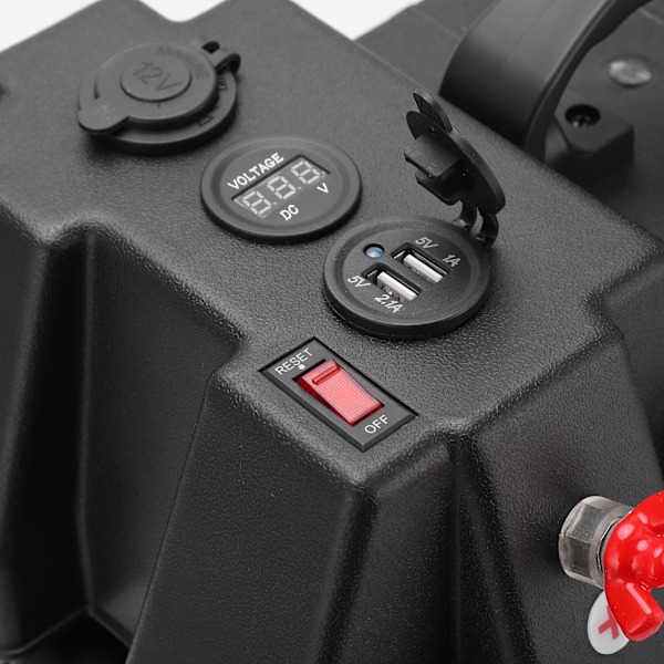 Reservbatteribox Strömcenter Bärbar Marintillbehör med Voltmeter för Bil Husbil Yacht Skepp 12V