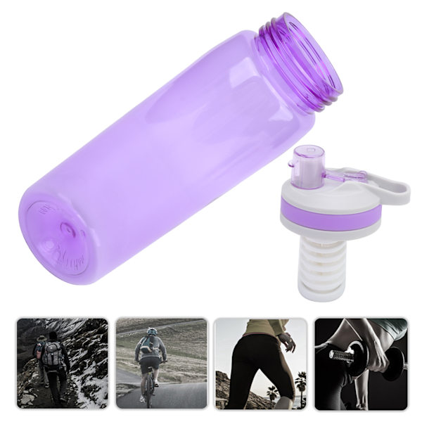 770ml Bärbar Filtrerad Vattenflaska Utomhus Vattenrenare för Camping Vandring Nödsituation Lila
