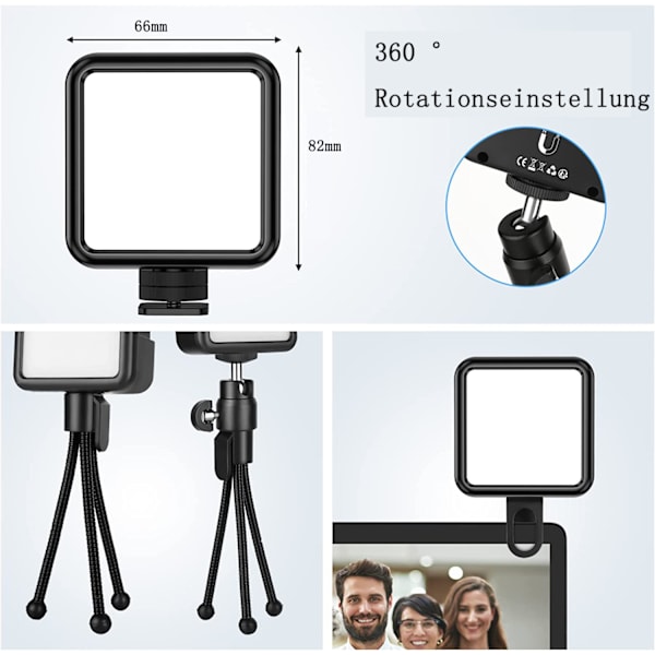 LED-videoljus RGB W 3 kallskofäste, kameraljus LED-videoljus fotoljus videoljus fotovideo fotoljus kameraljus kameraljus kontinuerligt
