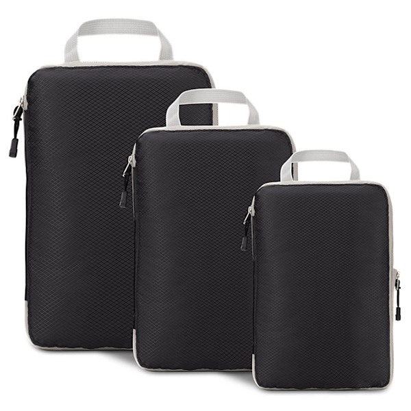 Kompressionsförpackningskuber Resväskeorganisatör Förpackningskuber Förpackningskuber Resväskor Förvaringsväskor (Svart, 3-pack)