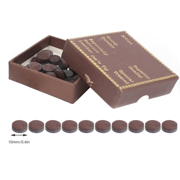 50 st/låda 10 mm biljardspetsar kit snooker röda läder biljardspetsar för pool åtta boll