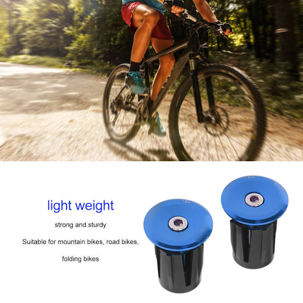 2 st Cykelstyre Plugg Aluminium Plast Lättvikt Cykel Styre Ändplugg för Mountainbikes Landsvägscyklar Blå
