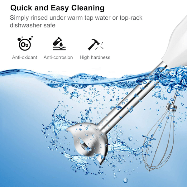 Stavmixer, 150 Watt 5-i-1 Immersion Multi-Purpose Stick Blender med Äggvisp, med Matkvarn