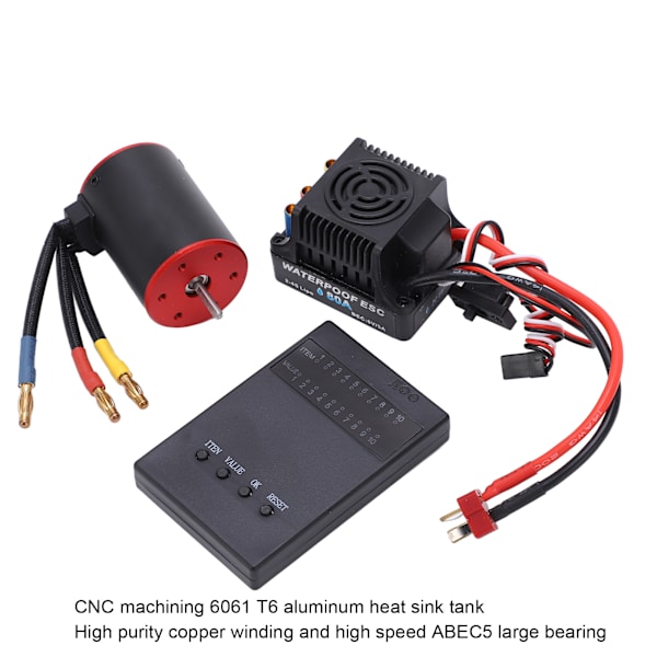 RC Borstlös Vattentät Combo 80A ESC 3650 2300KV Motor Kit med Programmeringskort 4mm Bananplugg för 1/8 1/10 RC Bil