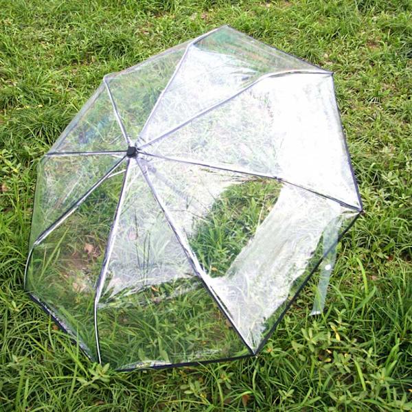 Paraply Transparent Paraply Automatisk Transparent Tri Fold Paraply