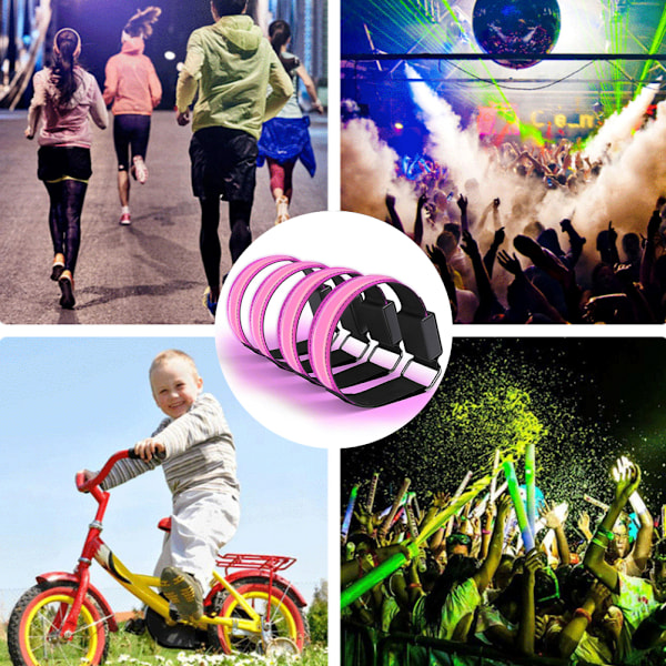 Reflekterande löparutrustning för ökad synlighet, LED-armband med uppladdningsbart batteri och 3 ljuslägen, lättviktigt justerbart för jogging
