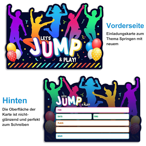 Hoppkalasinbjudningar, Perfekta för Spännande Trampolin-Födelsedagsäventyr, Med Utsökta Mönster, Tydligt Tryck och Lämpliga för Barn