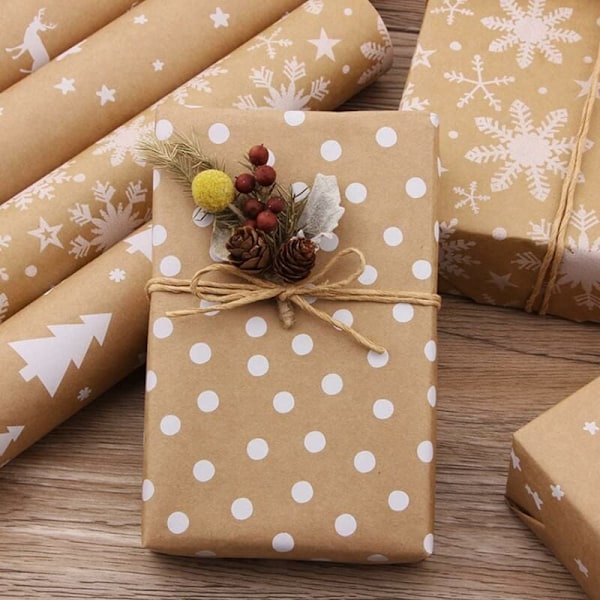 Kraft Julpapper, Julpappersrulle, Kraftpappersrulle, Förpackningsfärg, Tjockt Jul Chic Brunt Inslagningspapper,