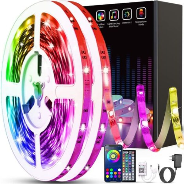 LOST LED-remsa 30 m, Bluetooth-sovrums-LED, LED-remsa styrd av app-fjärrkontroll, LED för sovrum [Energiklass A+]