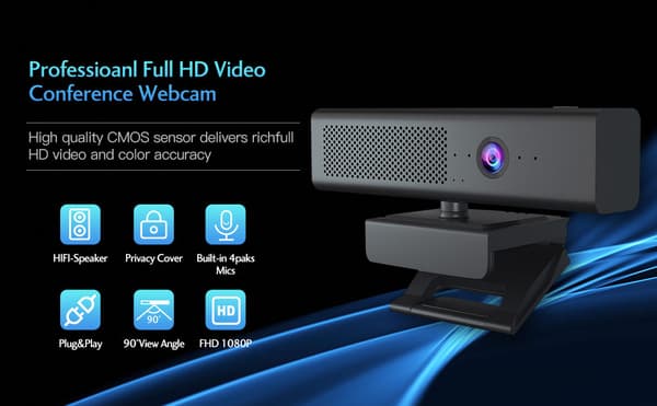 Plug and Play Webcam med mikrofon, HD-kvalitet til problemfri videochat