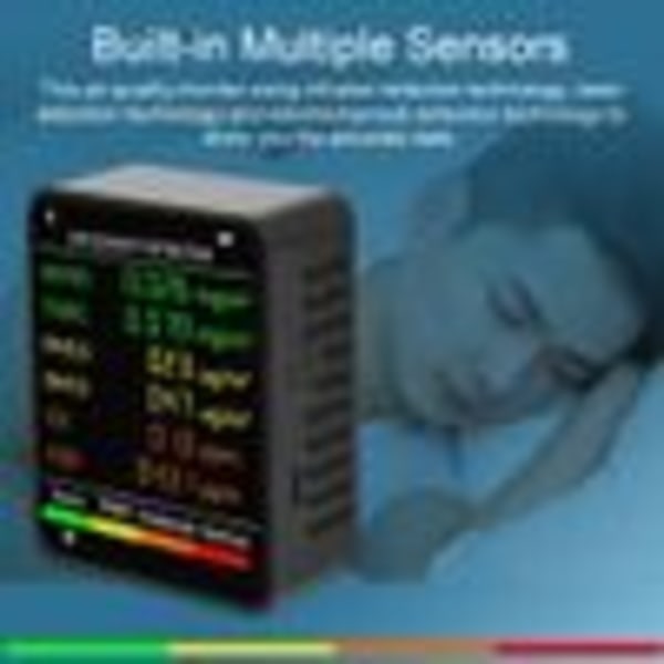 6 i 1 CO2 koldioxiddetektor CO2-mätare PM2.5 PM10 HCHO TVOC CO2 Intelligent luftkvalitetsmonitor Luftanalysator för CO2 Digital för hemmakontor -