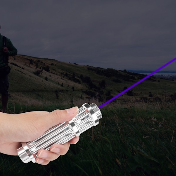 Portabel Laserficklamp med Hög Effekt LED-ficklampa för Camping Nödläge Utomhus Lila