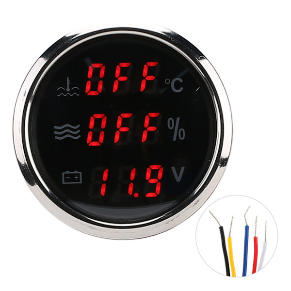 52mm/2 tum 3‑i‑1 Mätare Vattentemperatur Spänning Vätskenivå Display Europeisk Standard 0‑190ohm Svart Urtavla