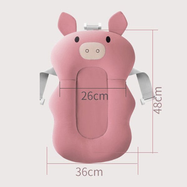 Baby Badkar Flytande Matta Spädbarn Badkar Sängkudde Justerbart Bälte Spänne Cartoon Form Rosa