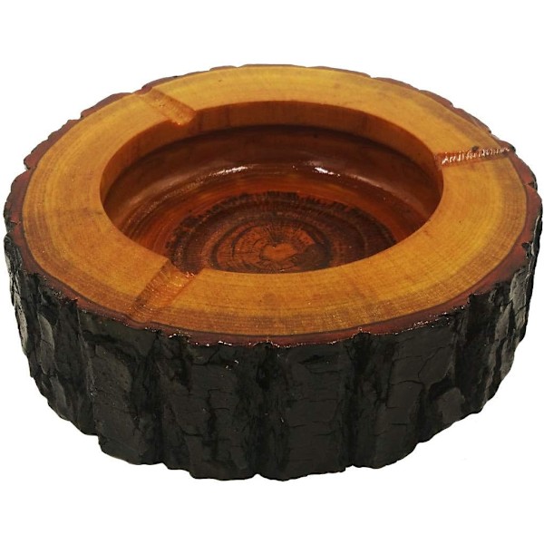 Lyxig Cool Present för Män: Premium Kvalitets Askkopp för Cigarrer, Elegant Konst & Dekoration Trä Cigar Askkopp, Inomhus & Utomhus 14 cm Rund Askfångare