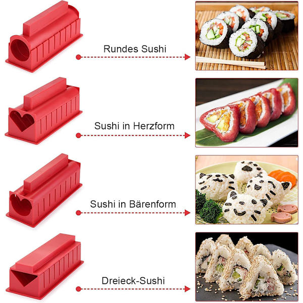10-delad sushi-set röd