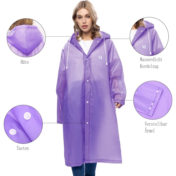 UNIQUEBELLA Regnrock EVA Rese Transparent Regnponcho Regntillbehör för Män och Kvinnor Regnkläder Regnkappa Regnjacka Vattentät för Vandring