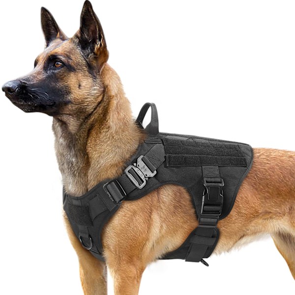 Taktisk Hundsele för Service Polis Militär, Kraftig Ventilerande Meshväst med Justerbara Remmar, Dragfri Kontroll för Mellanstora till Stora Raser