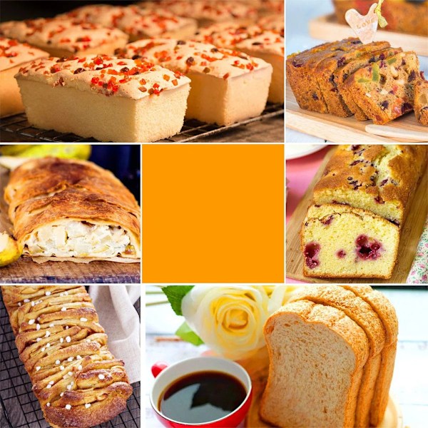 Brödform i silikon, med 10 muffinsformar i silikonformar, limpform bakform för kungstårta/toast/bröd, rektangulär,
