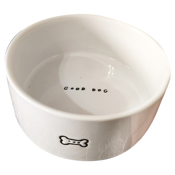 Keramik hundskål, husdjursskål, vit