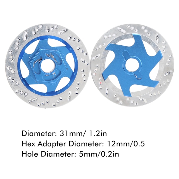 4PCS Universal Aluminiumlegering RC Bilbromsskiva Metall Hex Adapter för 1/10 Fjärrkontroll BilMörkblå