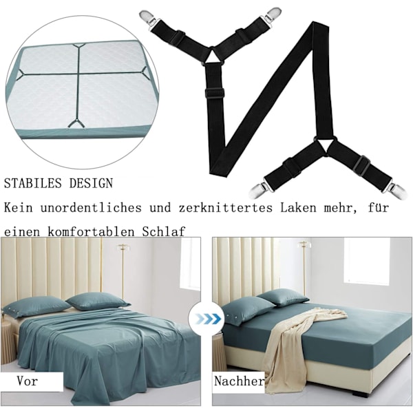 Elastisk lakansspännare lakansspännare svart, 2 stycken