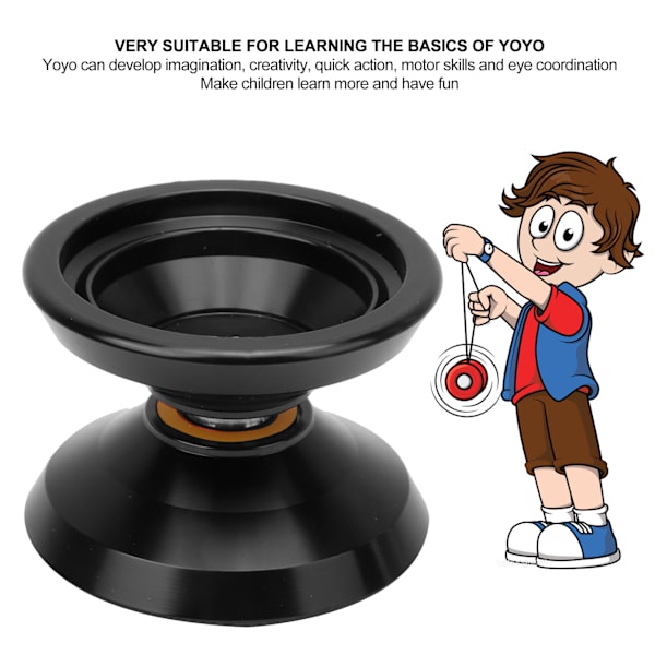 Alloy Yoyo Ball Competition Yoyo Toy med 3 st ersättnings Yoyo Strings Glove SetBlack